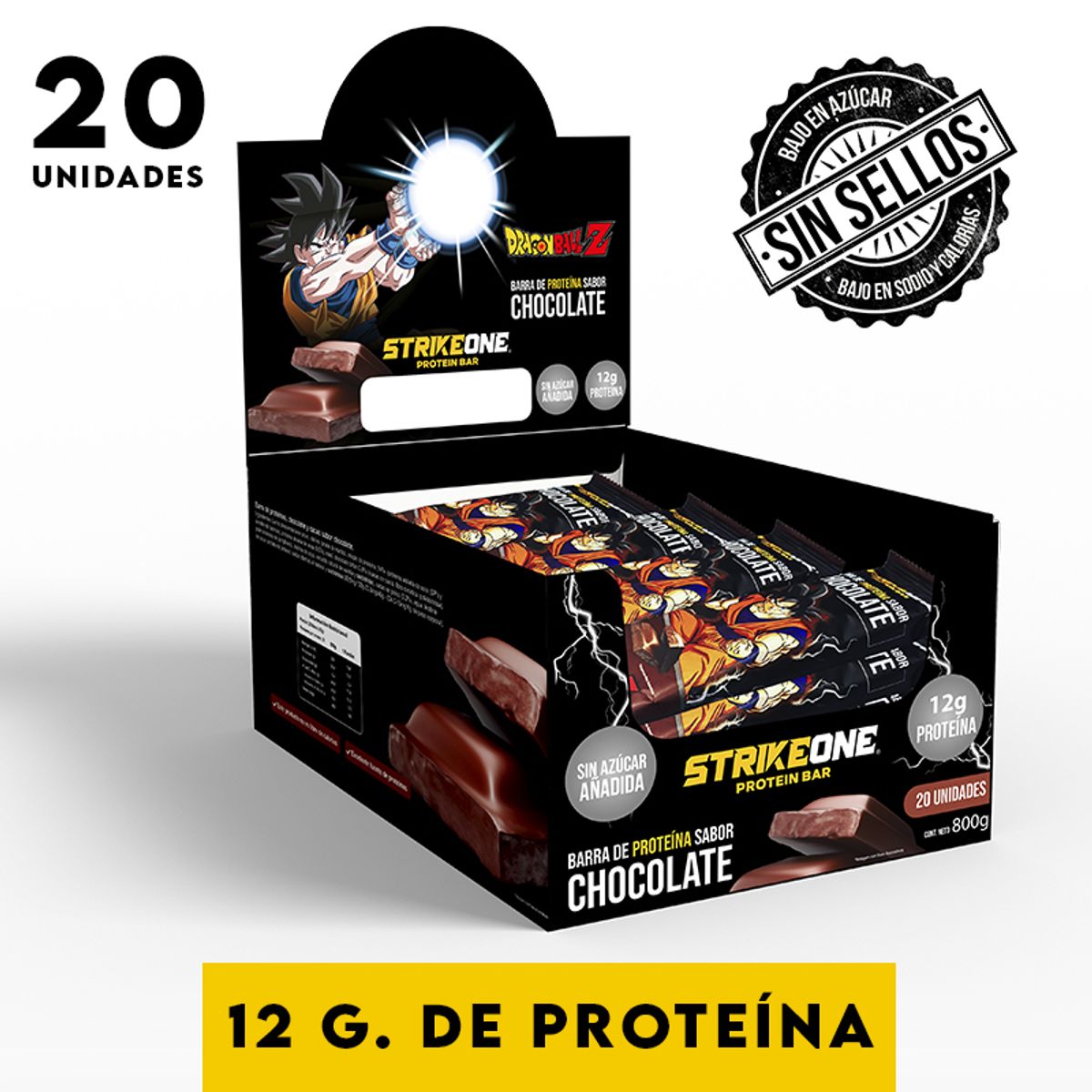 STRIKE ONE - Barra de proteína Chocolate 20 unidades - 40 gr - StrikeOne
