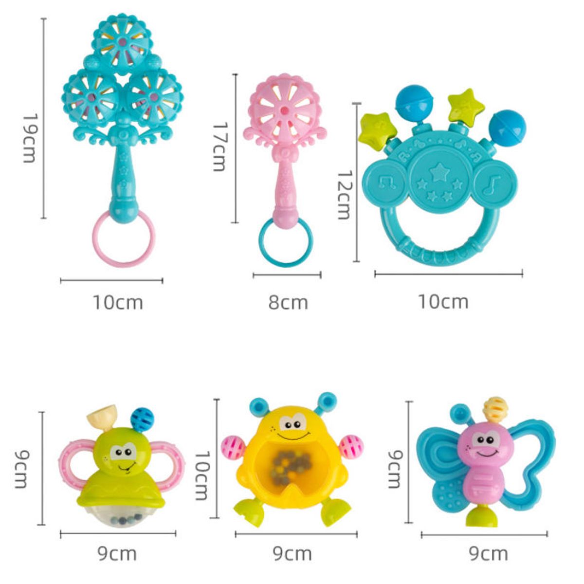 KINDA NICE - 11pcs Sonajeros Y Mordedores Para Bebés + 2 Pares Calcetines