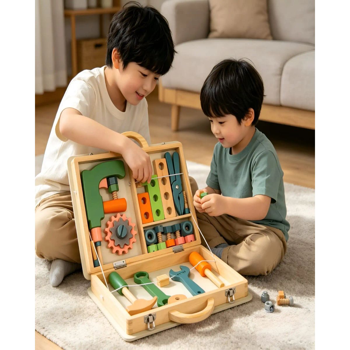 GENERICO - Set de Herramientas Didácticas Montessori de Madera Maletín Portátil
