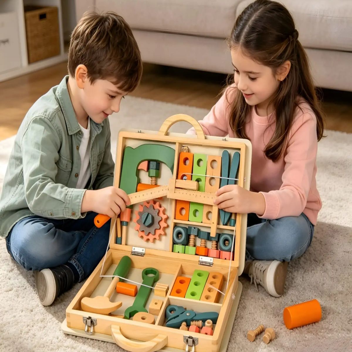 GENERICO - Set de Herramientas Didácticas Montessori de Madera Maletín Portátil