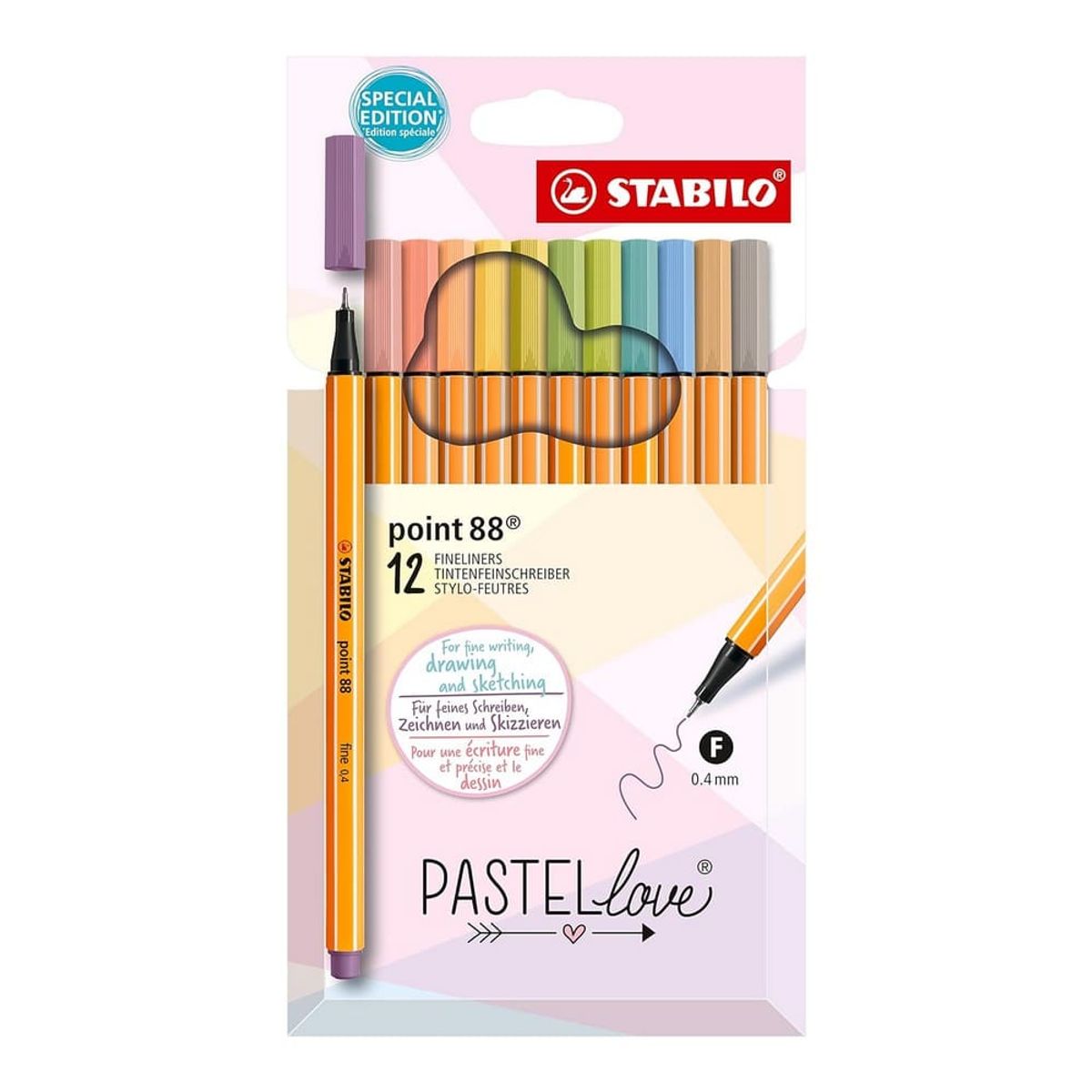 STABILO - Set de 12 Tiralíneas Stabilo Point 88 Pastel Love (Special Edition)