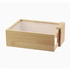 GENERICO - Caja de almacenamiento de bambú con tapa – 23,5 × 17,5 cm