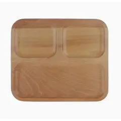 GENERICO - Bandeja de bambú rectangular con compartimentos – 28 × 24 cm