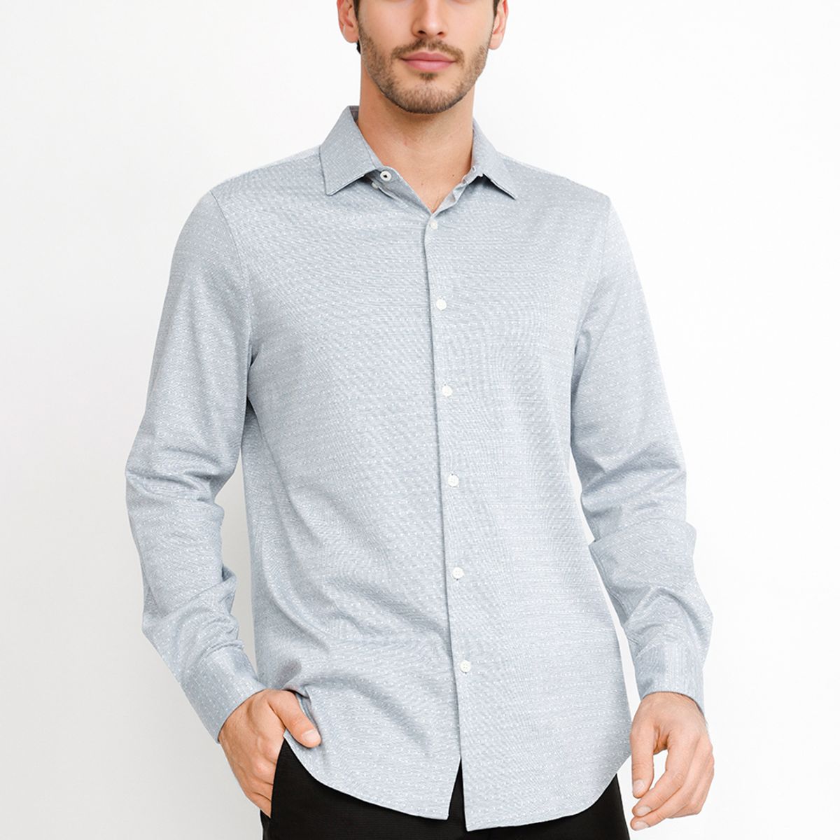 PERRY ELLIS - Camisa Casual Hombre Azul Piedra