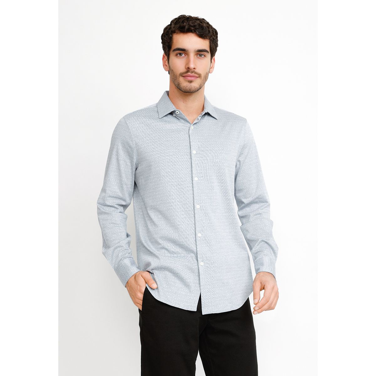 PERRY ELLIS - Camisa Casual Hombre Azul Piedra