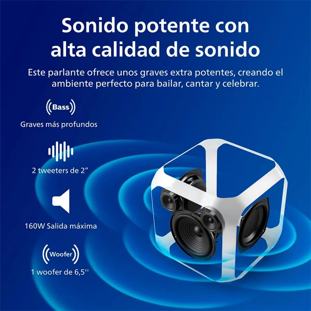 PHILIPS - Parlante Philips TAX7207-10 Bluetooth 80W con Luces 360°