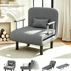 HALMAN - Sillón Sofá Cama Plegable Gris