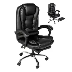 VIDITA - Silla Ejecutiva Reclinable Con Masaje Reposapies Cuero Sintético Ergonómica Giratoria