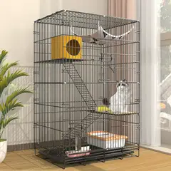 KUANGYE - Corral para mascotas 3 pisos con puerta 105 cm x 68 cm x 50 cm