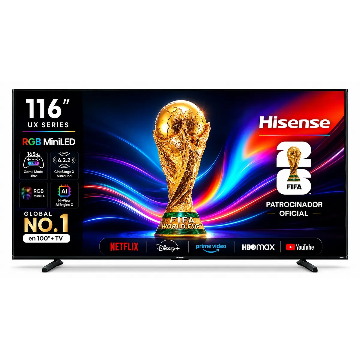 HISENSE - QLED 116 PULGADAS RGB MINILED 4K UHD GOOGLE TV Gamer 165HZ 116UX Hisense