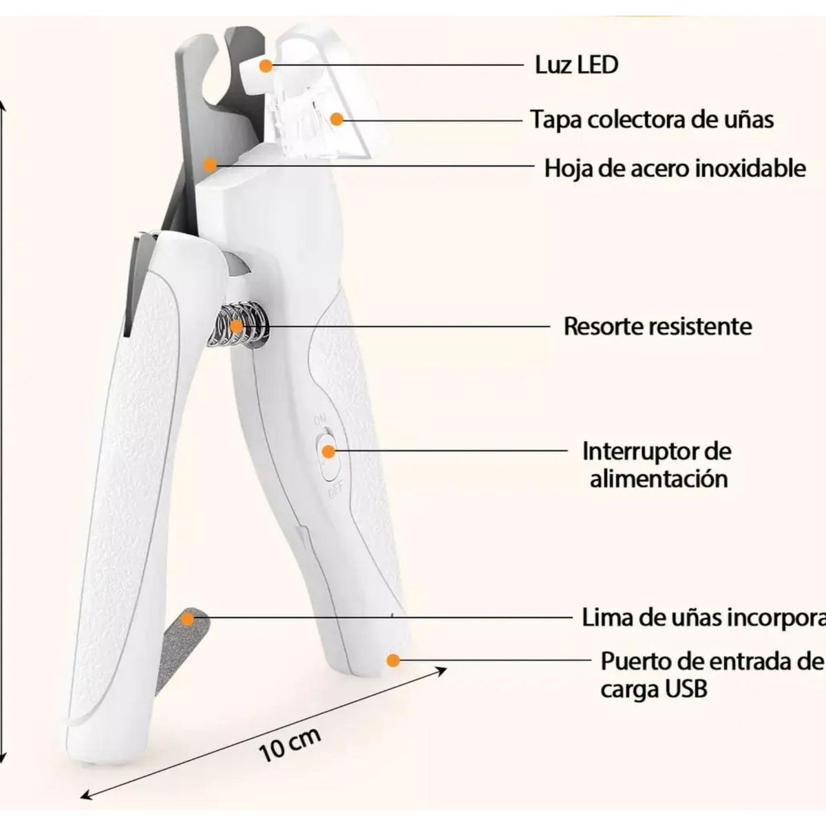 KINDA NICE - Profesional Corta Uñas Con Luz Led Y Lima Para Perros Gatos