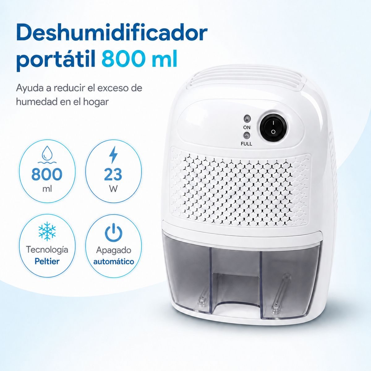 GENERICO - Deshumidificador De Aire Portátil 800 ml Silencioso 23 W