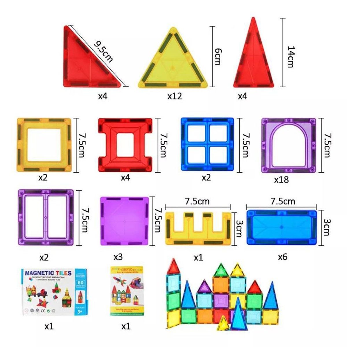 GENERICO - Set Còlourful Bloques Magnéticos Para Construir 60 Piezas