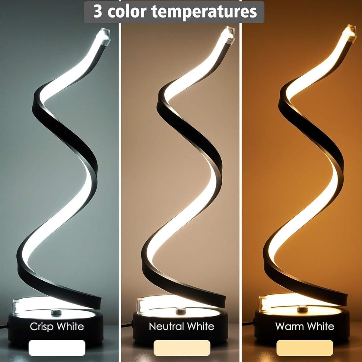 TATEE - Lámpara De Escritorio LED Lámpara Con Forma De Serpiente Luz Tricolor negro