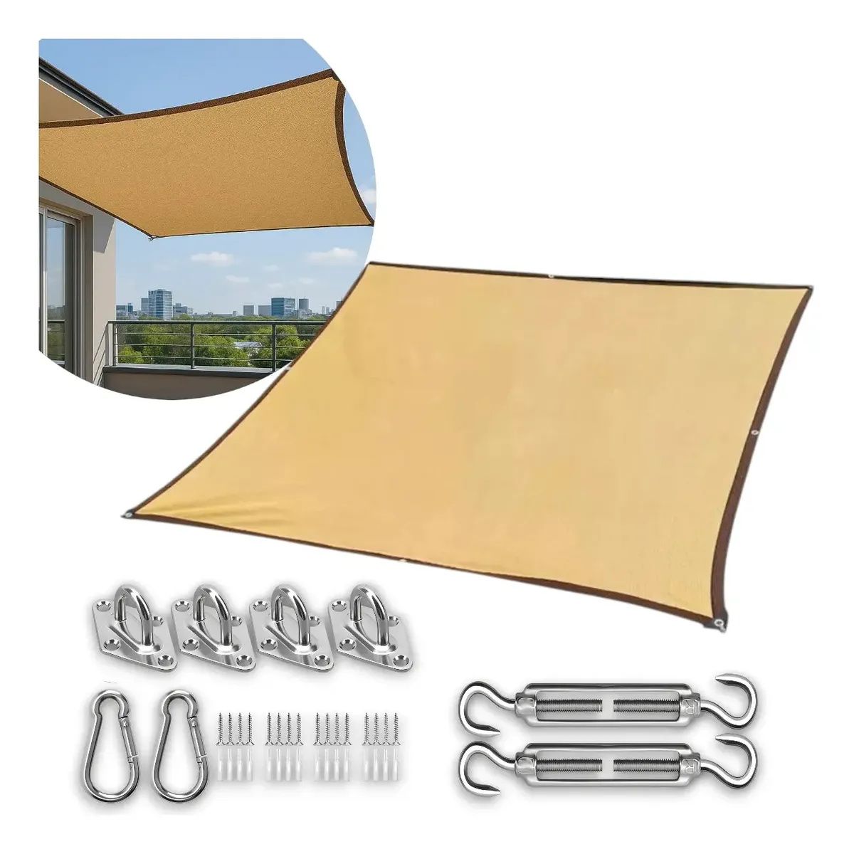 KUANGYE - Malla Sombra Vela Tela Lona Toldos 3x5m Raschel 95% Sombra