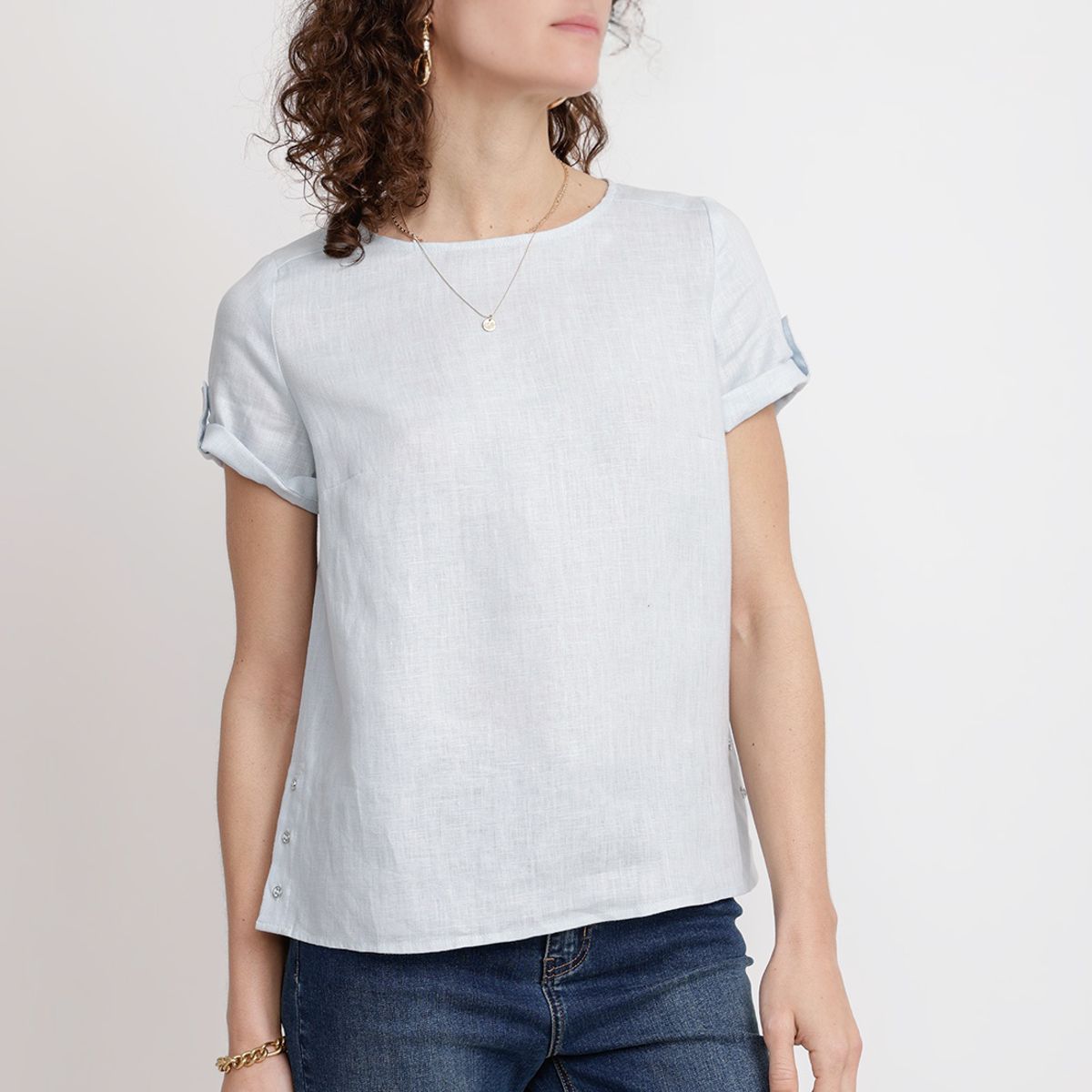 CANADIENNE - Blusa Mujer Garza Viscosa Celeste