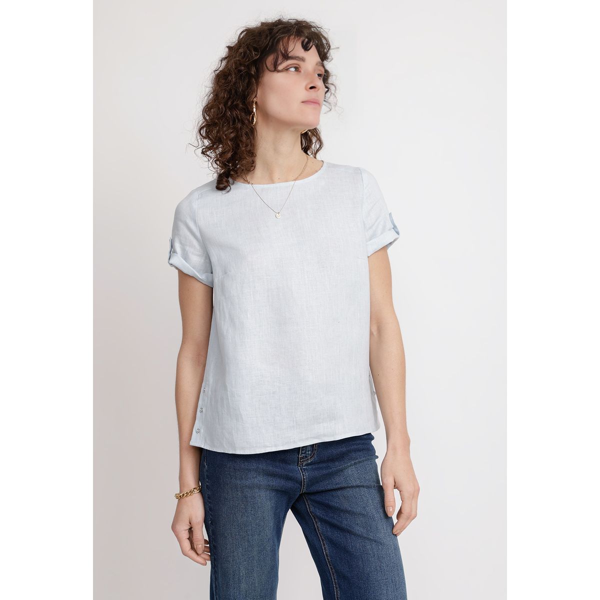 CANADIENNE - Blusa Mujer Garza Viscosa Celeste