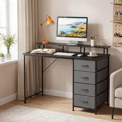 VIDITA - Escritorio 120cm Con Cajones Soporte Repisa Estructura Metálica