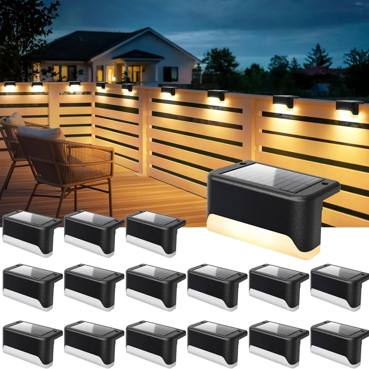 GENERICO - 12pcs Luces Solares Led Para Escalera Exteriores Luz Blanca Cálida Impermeable Para Jardín Patio