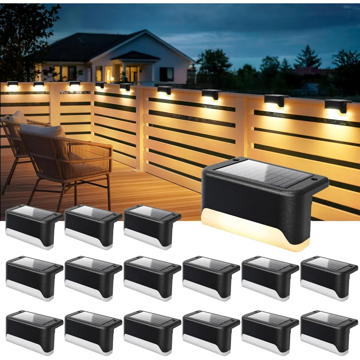 GENERICO - 12pcs Luces Solares Led Para Escalera Exteriores Luz Blanca Cálida Impermeable Para Jardín Patio