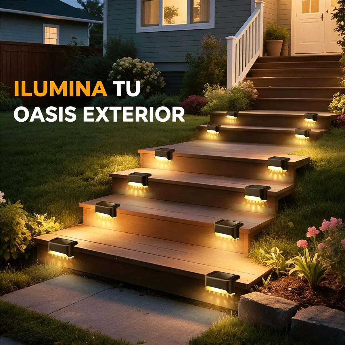 GENERICO - 12pcs Luces Solares Led Para Escalera Exteriores Luz Blanca Cálida Impermeable Para Jardín Patio