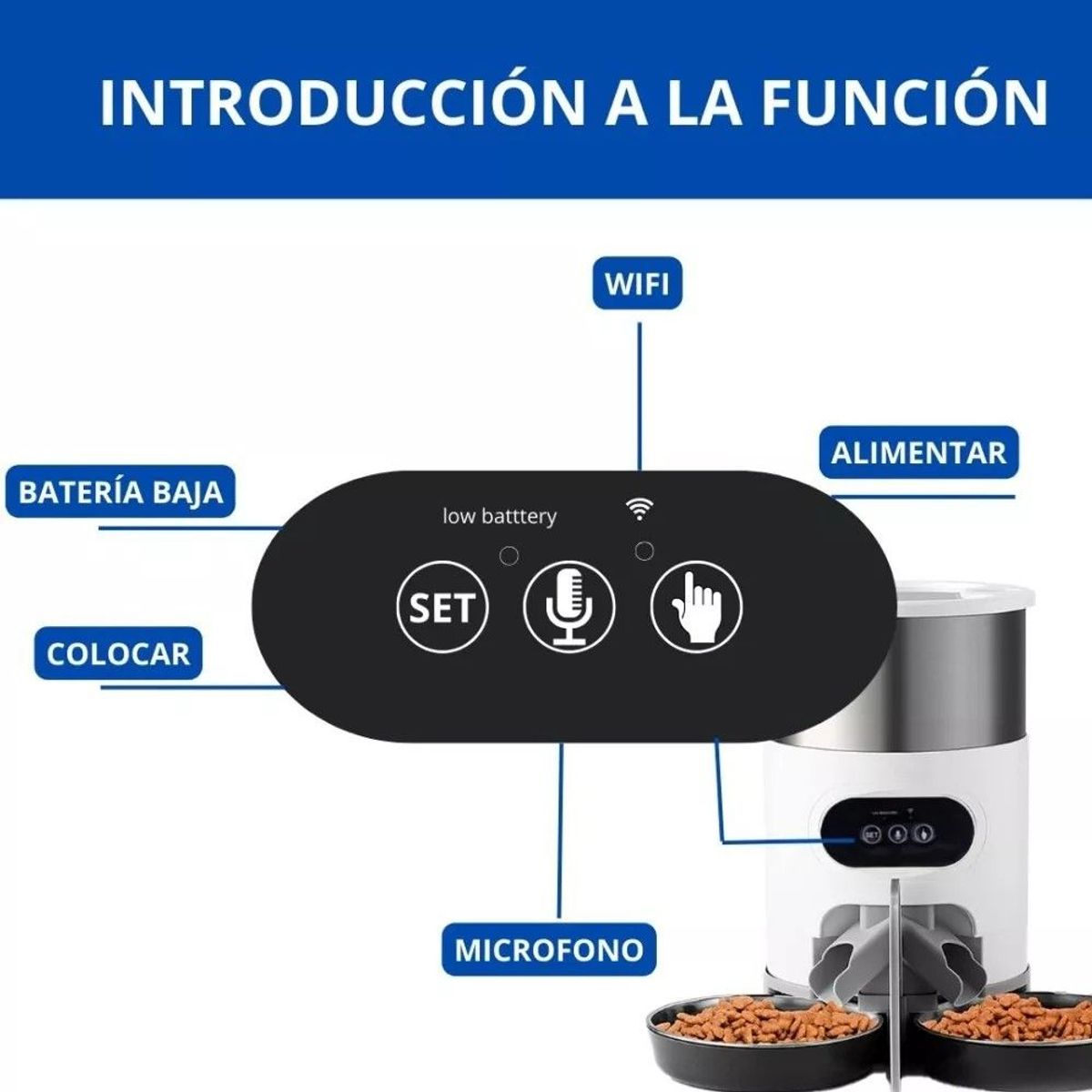 GENERICO - Dispensador Automático Alimentos Para Mascotas Doble Robot