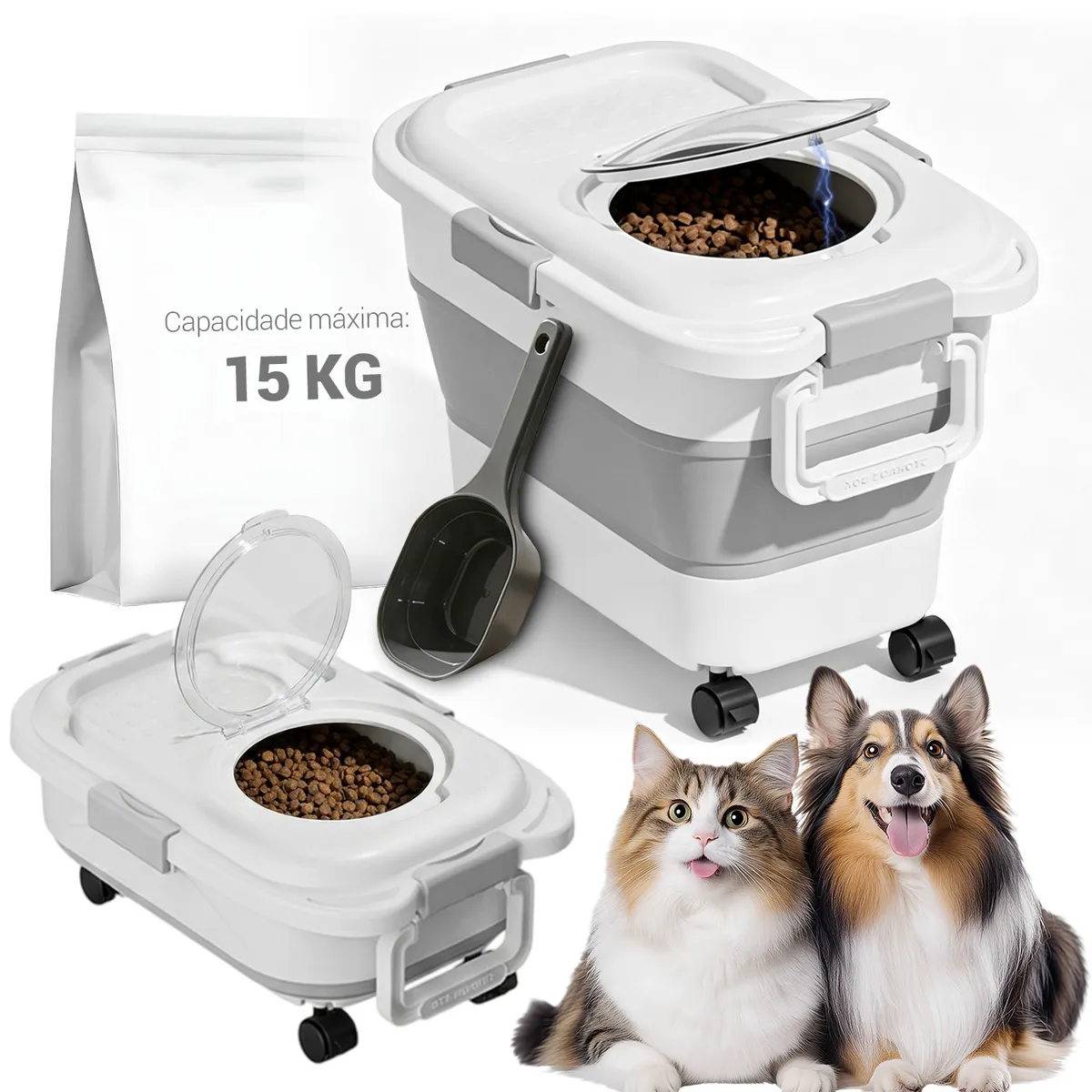VERCI - Cubo De Comida Para Mascotas Plegable De 15kg