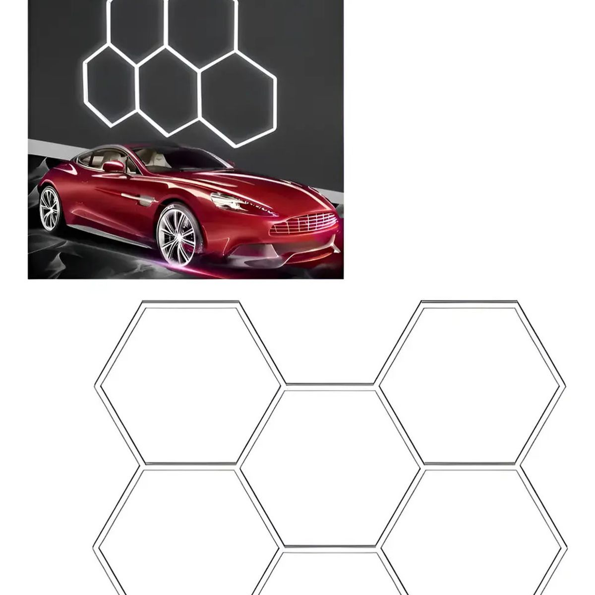 VIDA BUENAS - Lámpara Led Hexagonal De Techo 5 Módulos Blanca Moderna
