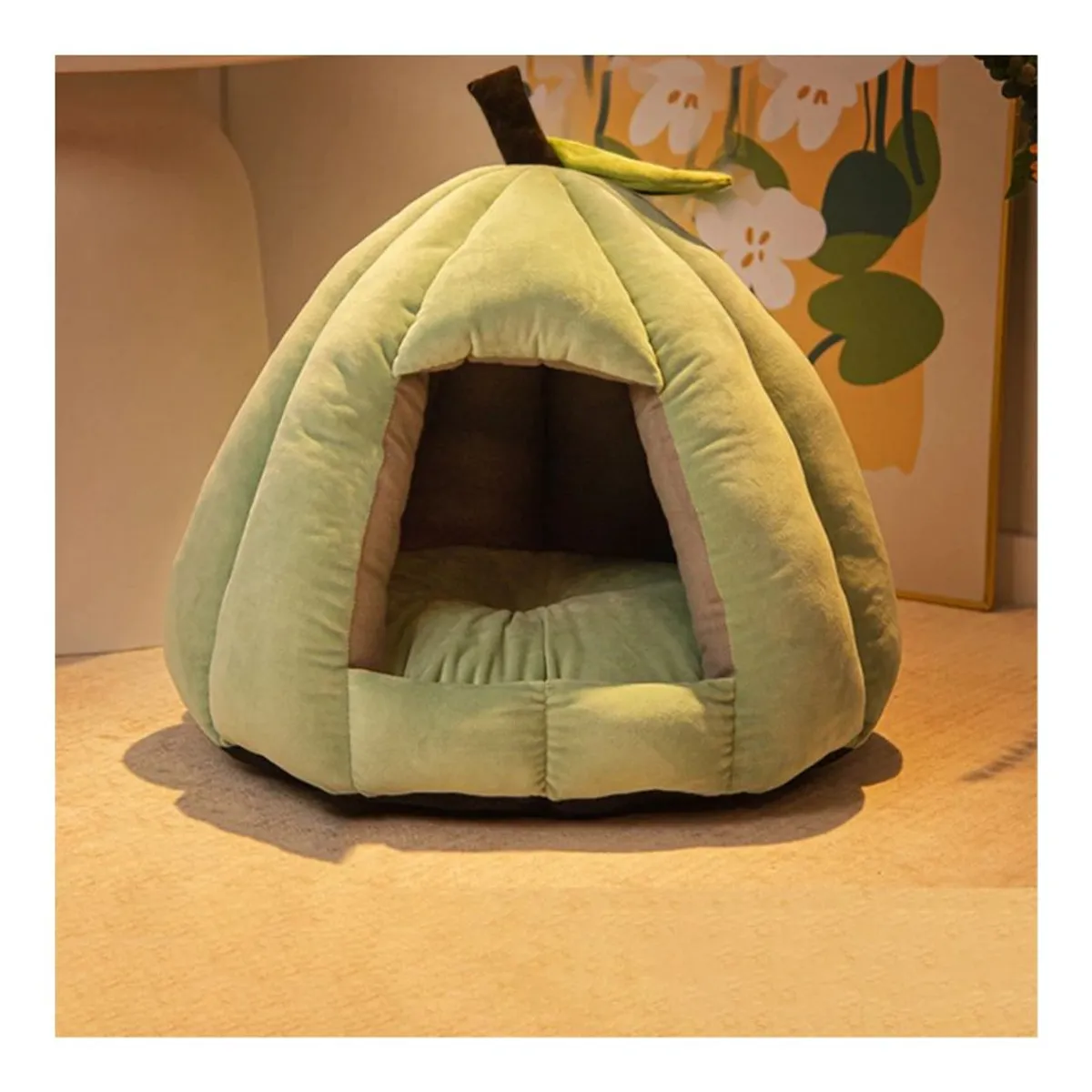 GENERICO - Cama Cueva Para Gatos Y Perros Diseño Calabaza Felpa Suave Talla S