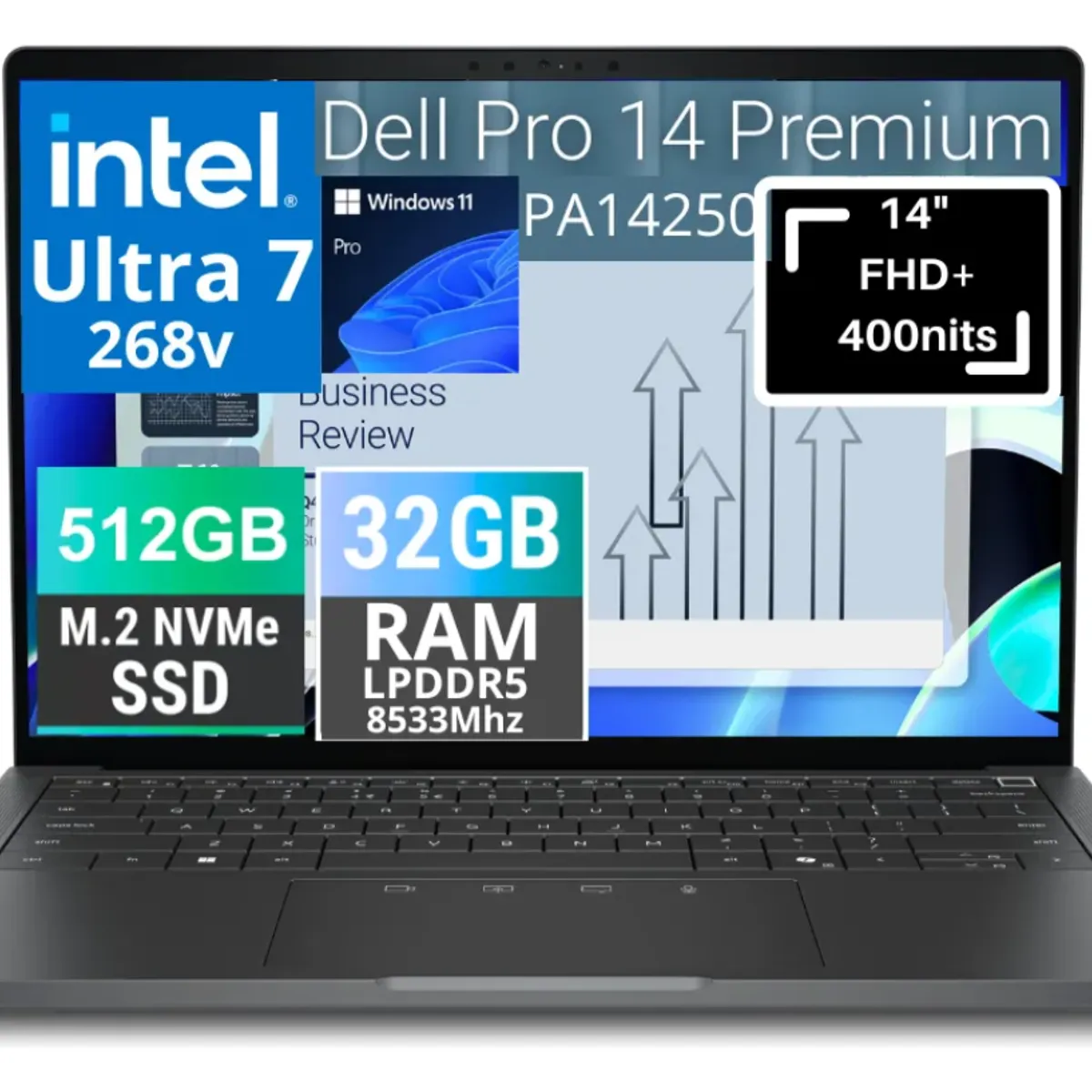 DELL - NOTEBOOK NEW DELL 14 PRO PREMIUM 2025 FHD+ ULTRA 7 268v SSD 512GB 32GB DDR5 WIN 11 PRO 3YR WARRANTY