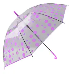 GENERICO - Paraguas Niños Transparente Infantil Automatico De 90 Cm Lila/Lunares