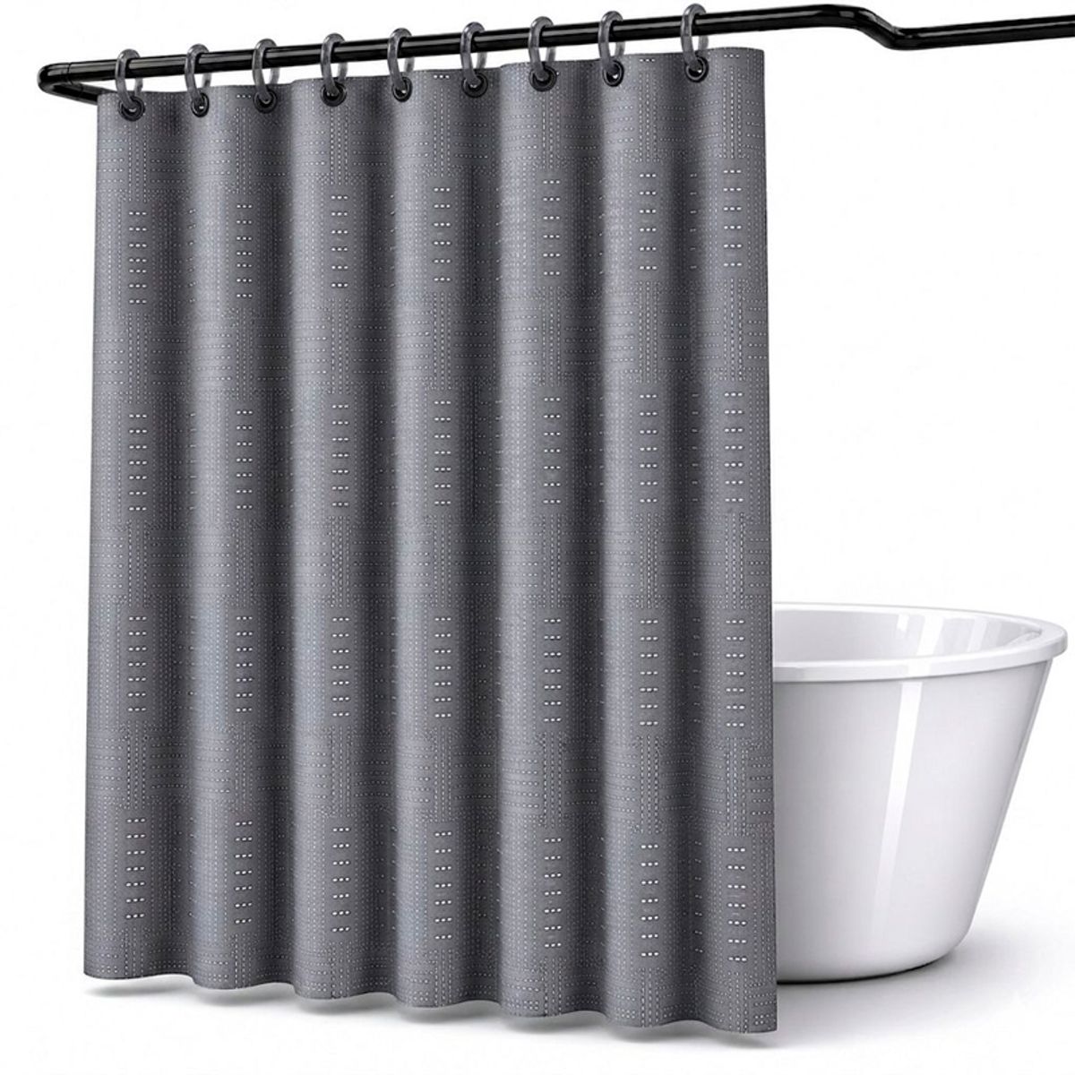 WAKESHOME - Cortina De Bano De Tela Impermeable 180*180cm + 12 Ganchos