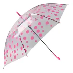 GENERICO - Paraguas Niños Transparente Infantil Automatico De 90 Cm Rosa/Lunares