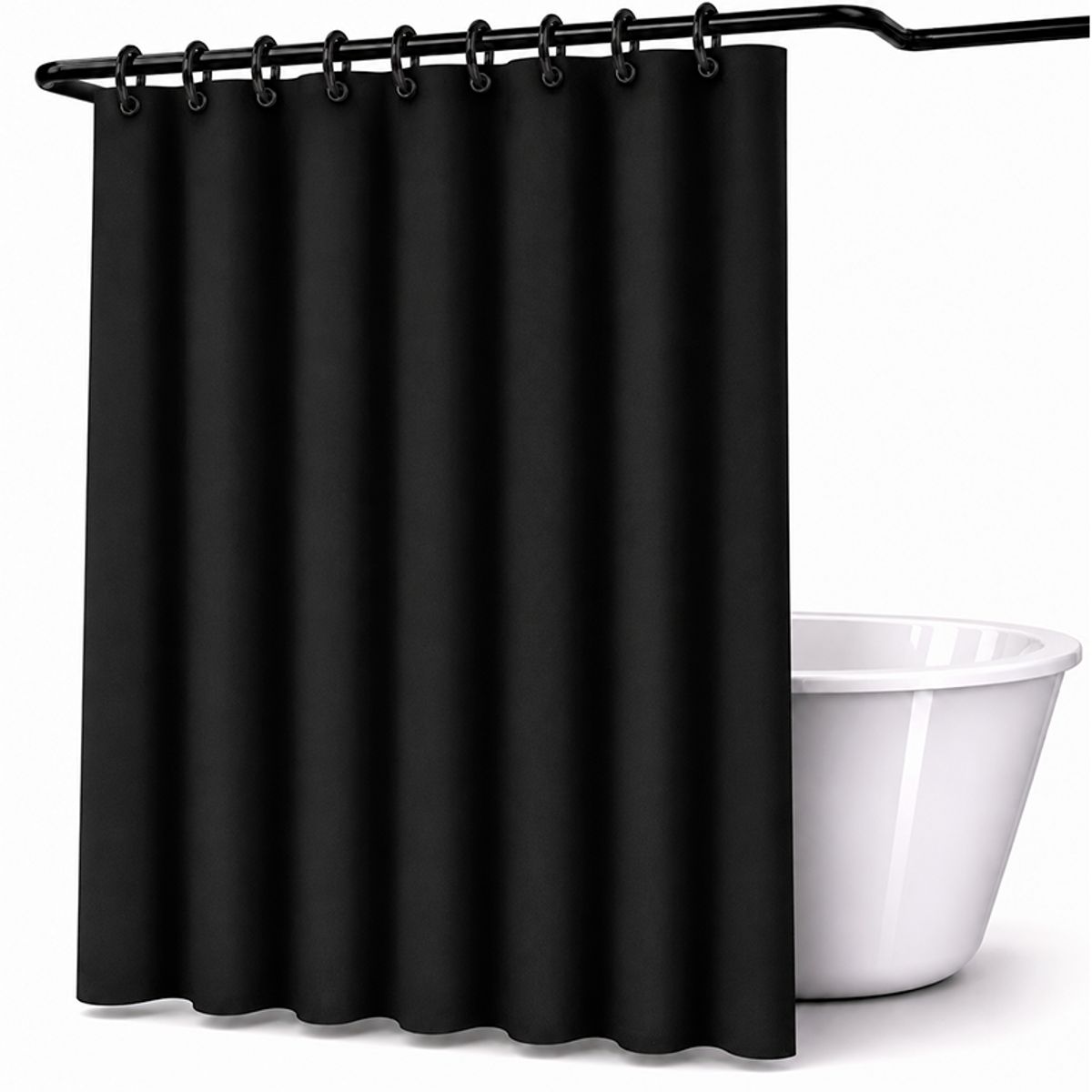 WAKESHOME - Cortina De Bano De Tela Impermeable 180*180cm + 12 Ganchos