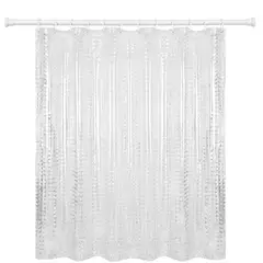 WAKESHOME - Cortina De Bano De Tela Impermeable 180*180cm + 12 Ganchos