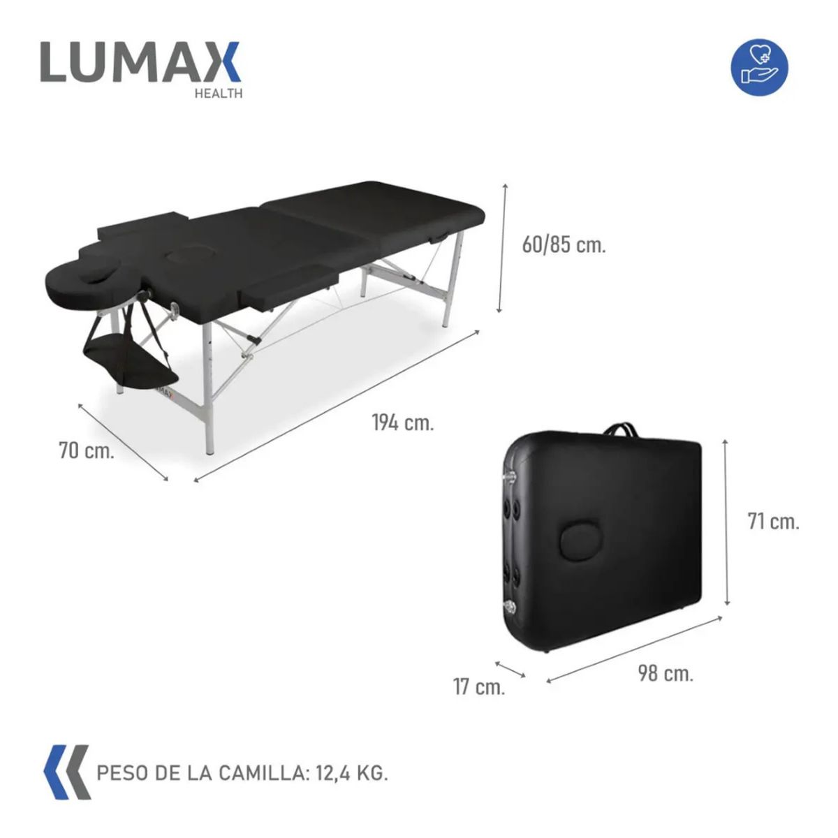 SHOP EHOME BAG - Camilla de Masajes Profesional Plegable de Aluminio con Maleta Color Negro