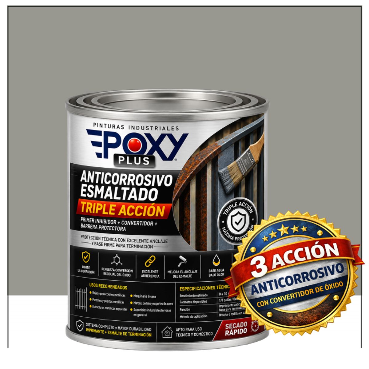 EPOXY - Anticorrosivo Profesional 3 en 1 - Directo sobre Óxido - 1-16 GALÓN -  BLANCO PERLA CLARO