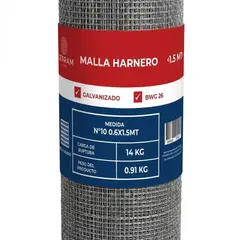 GENERICO - Malla Harnero Galvanizada N° 10 Rollo 60cm X 1.5mt CERRAM