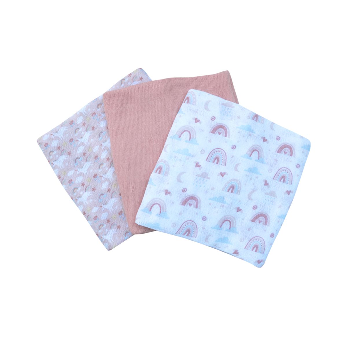 PUMUCKI - Set de 3 Pañales de Algodón Rosa 80x80 cm Pumucki