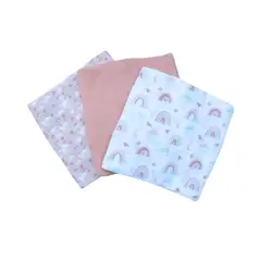 PUMUCKI - Set de 3 Pañales de Algodón Rosa 80x80 cm