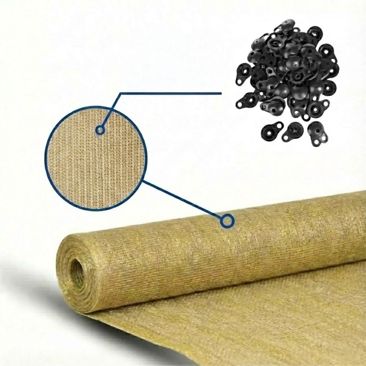 GENERICO - Malla cerco raschel 90% sombra 100mx4.20m Beige + Broches