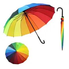GENERICO - Paraguas Arcoiris Grande Automatico 16 Varillas Reforzado