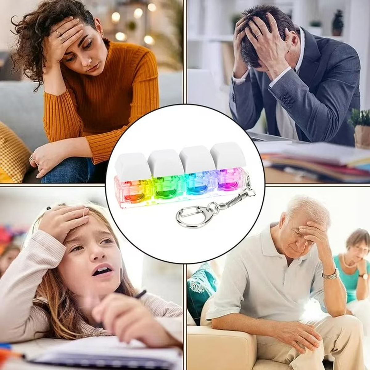 GENERICO - Llavero Armable Antiestres Teclado Click Luz Led