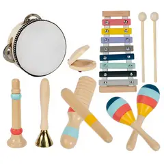 GENERICO - Set De 9 Instrumentos Musicales Madera Montessori Para Niños