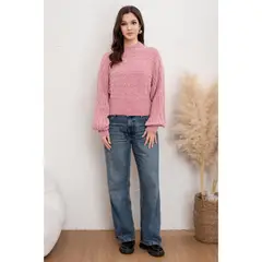 LIKE SHOP - Sweater Mujer Tejido Cuello Alto Algodón Chenille Manga Murcielago 6009