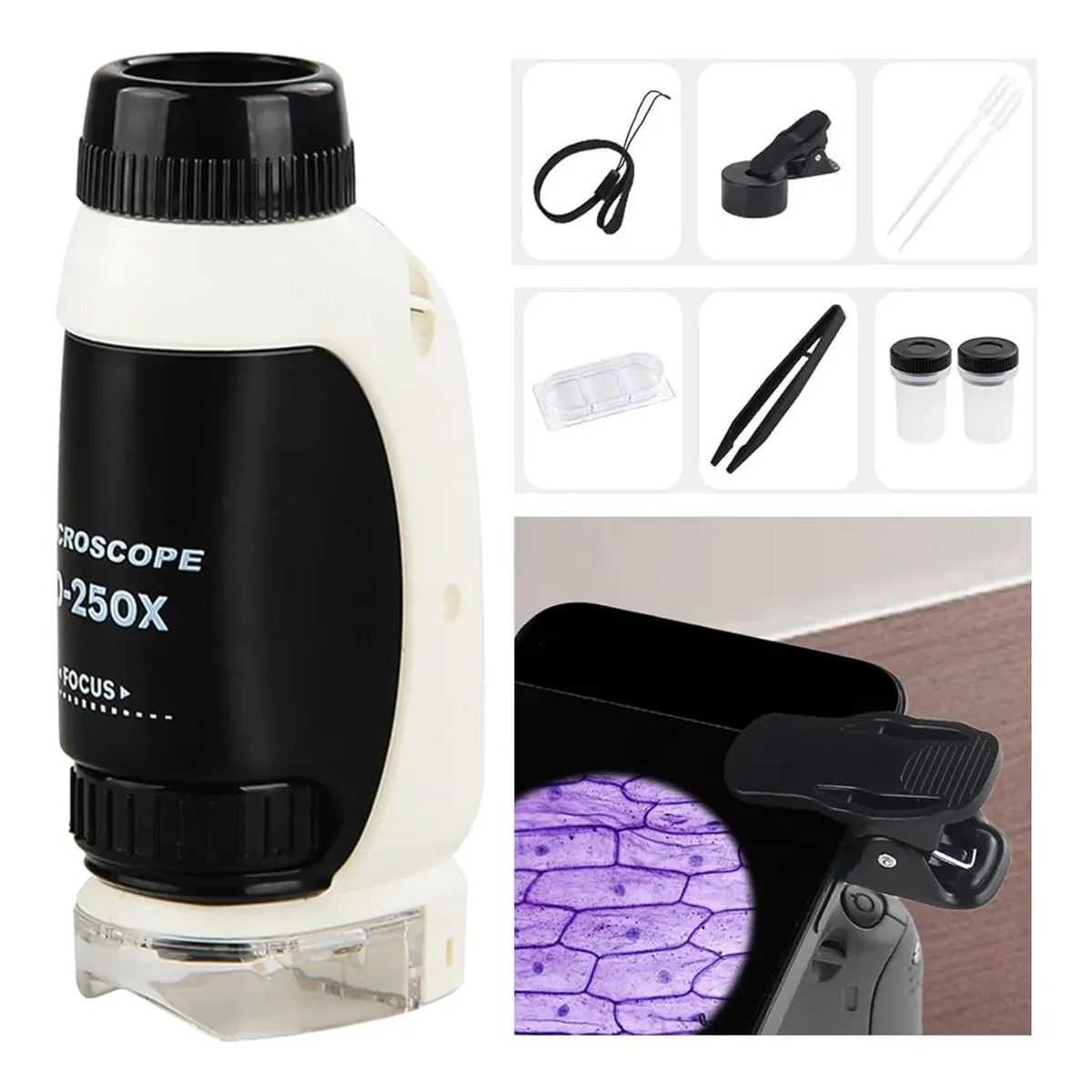 GENERICO - Microscopio Portátil 250x Científico Inalambrico Educativo BELUG