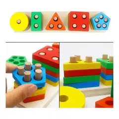 GENERICO - Rompecabezas Encaje Madera Figuras Geométricas Infantiles