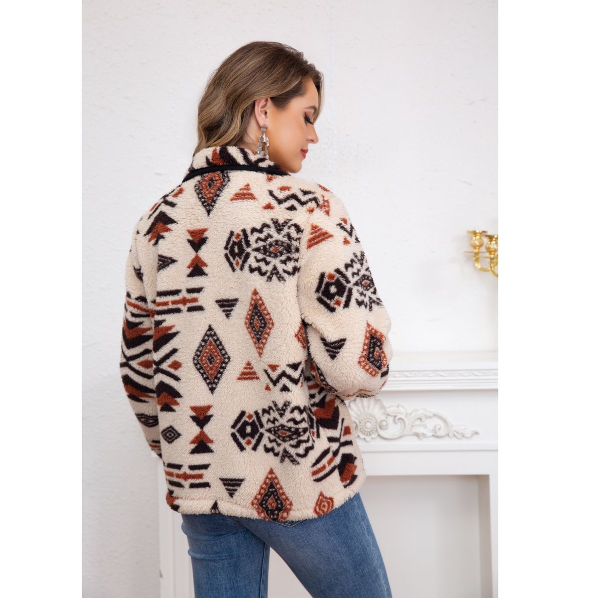 LIKE SHOP - Polerón Étnico Mujer Invierno Interior Chiporro Cierre 6099