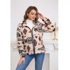 LIKE SHOP - Polerón Étnico Mujer Invierno Interior Chiporro Cierre 6099