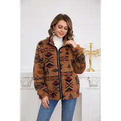 LIKE SHOP - Polerón Étnico Mujer Invierno Interior Chiporro Cierre 6099